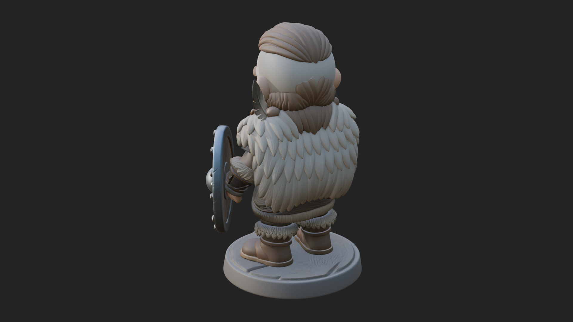 Chibi Dwarf with Shield Statue Design 4 3D Print Model 3D Model