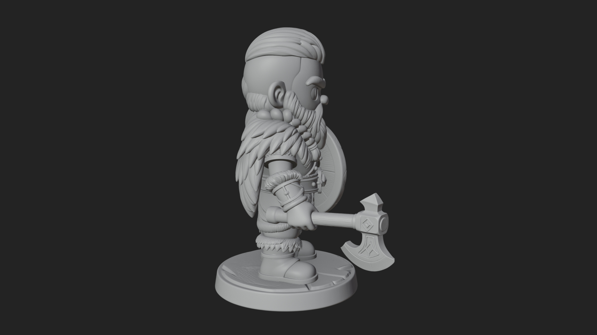 Chibi Dwarf with Shield Statue Design 4 3D Print Model 3D Model