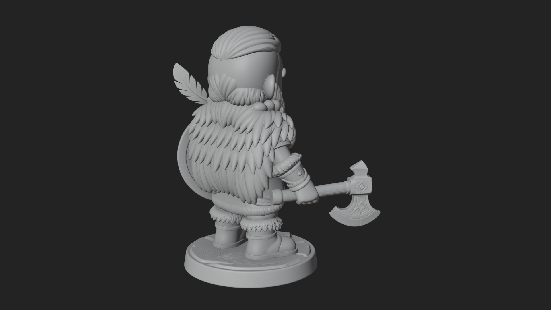 Chibi Dwarf with Shield Statue Design 4 3D Print Model 3D Model