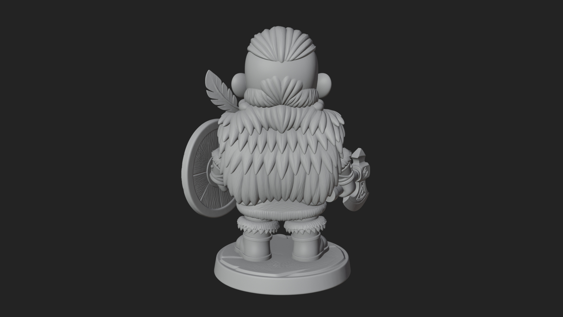 Chibi Dwarf with Shield Statue Design 4 3D Print Model 3D Model