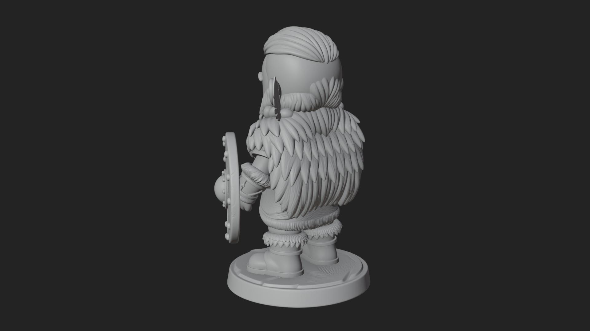 Chibi Dwarf with Shield Statue Design 4 3D Print Model 3D Model