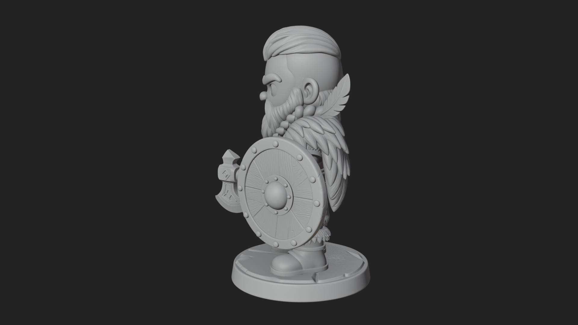 Chibi Dwarf with Shield Statue Design 4 3D Print Model 3D Model