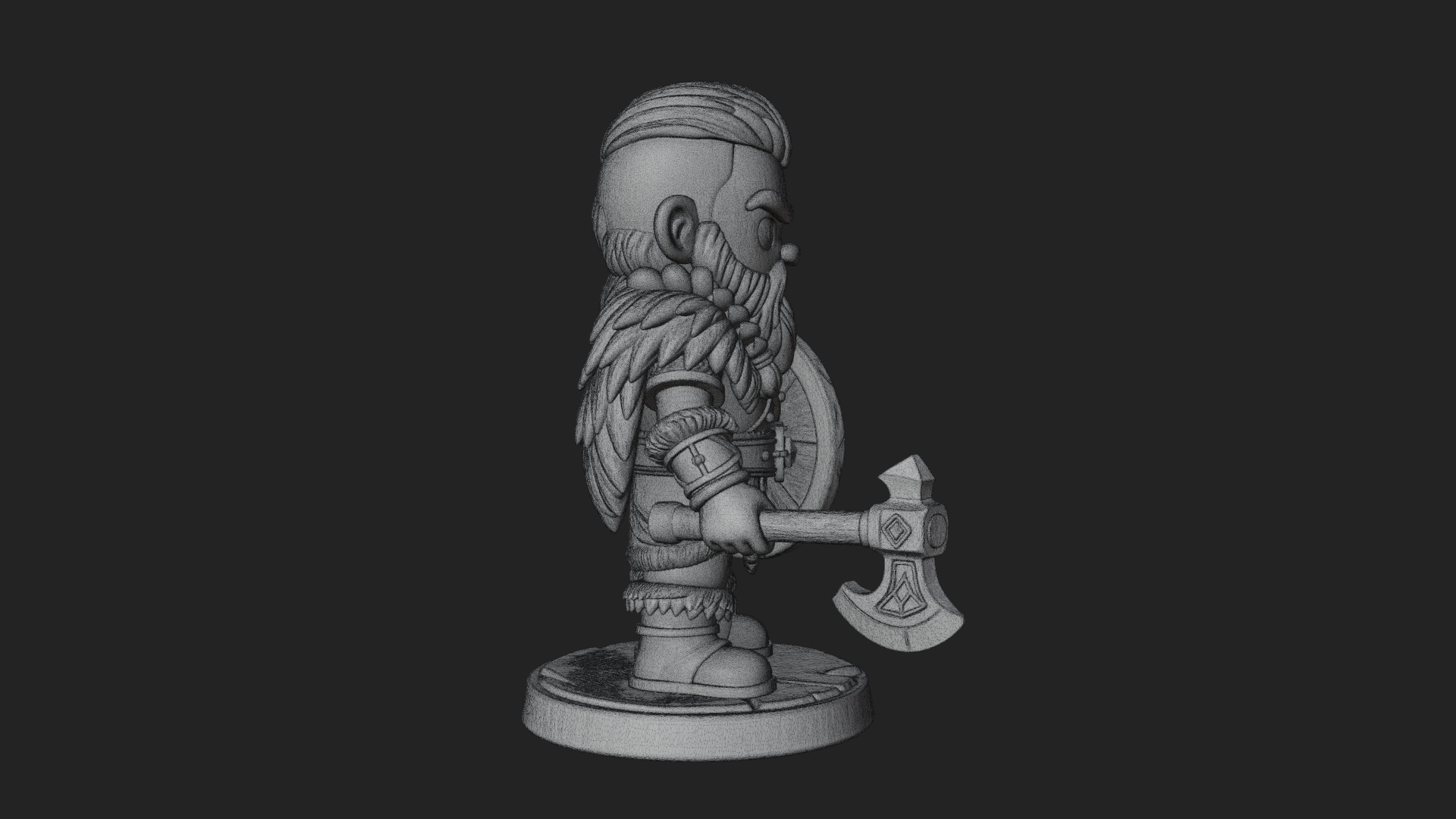 Chibi Dwarf with Shield Statue Design 4 3D Print Model 3D Model