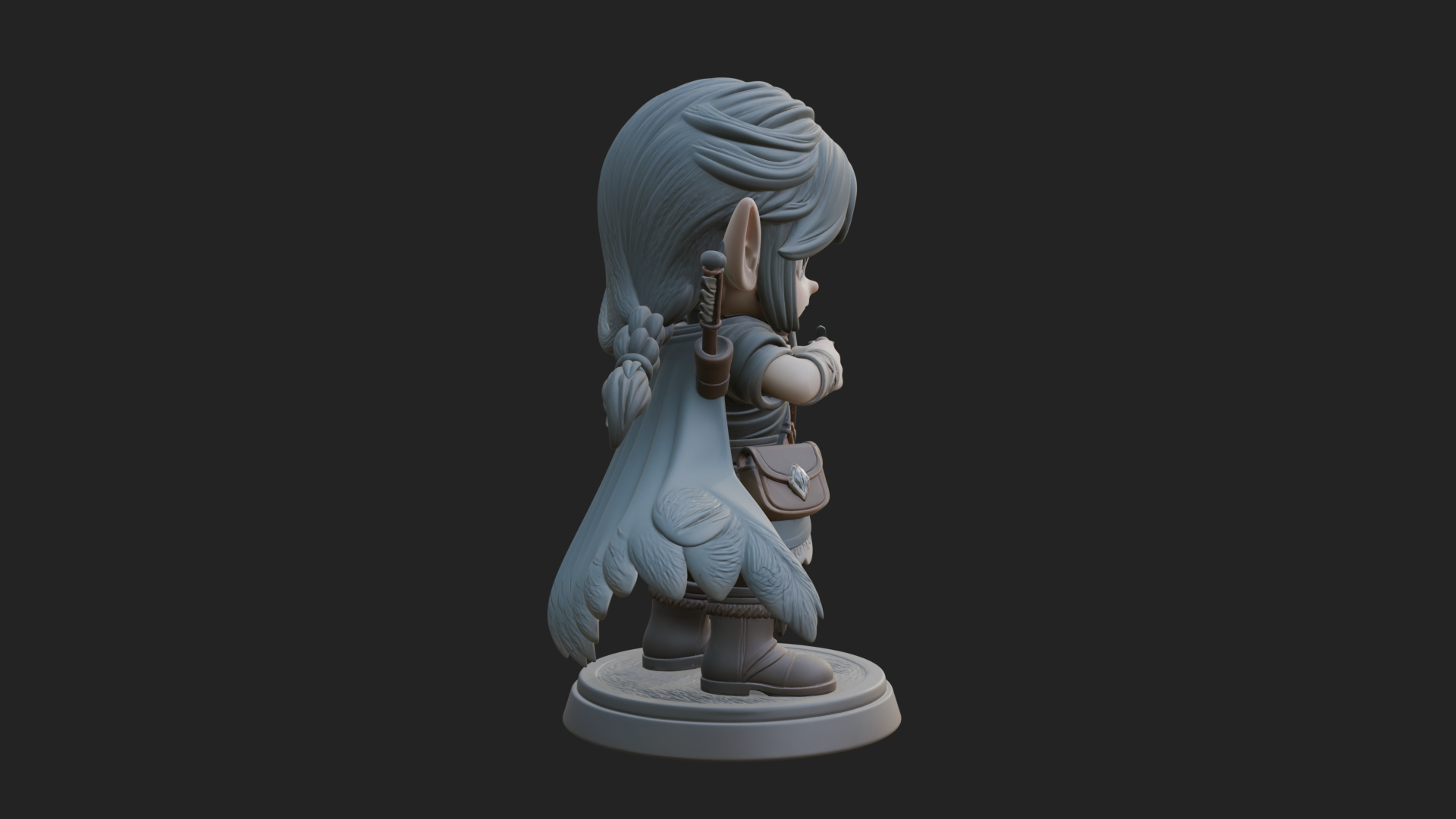 Chibi Elf Archer with Bow Statue Design 2 3D Print Model 3D Model