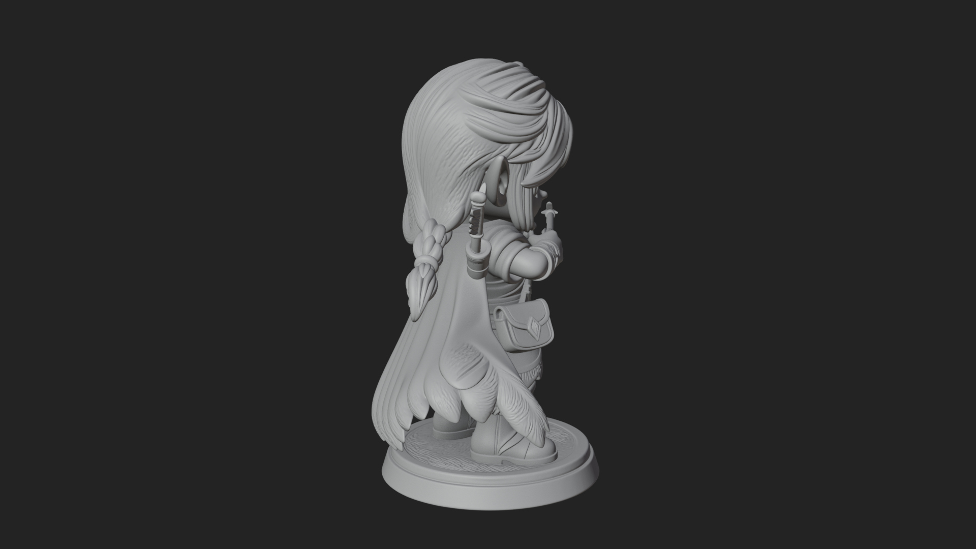 Chibi Elf Archer with Bow Statue Design 2 3D Print Model 3D Model