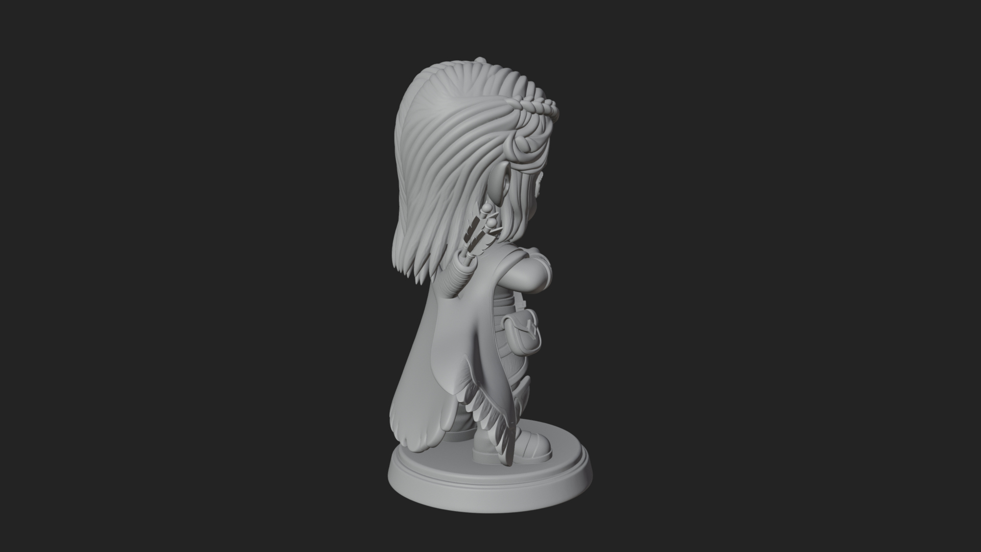 Chibi Elf Archer with Bow Statue Design 3 3D Print Model 3D Model