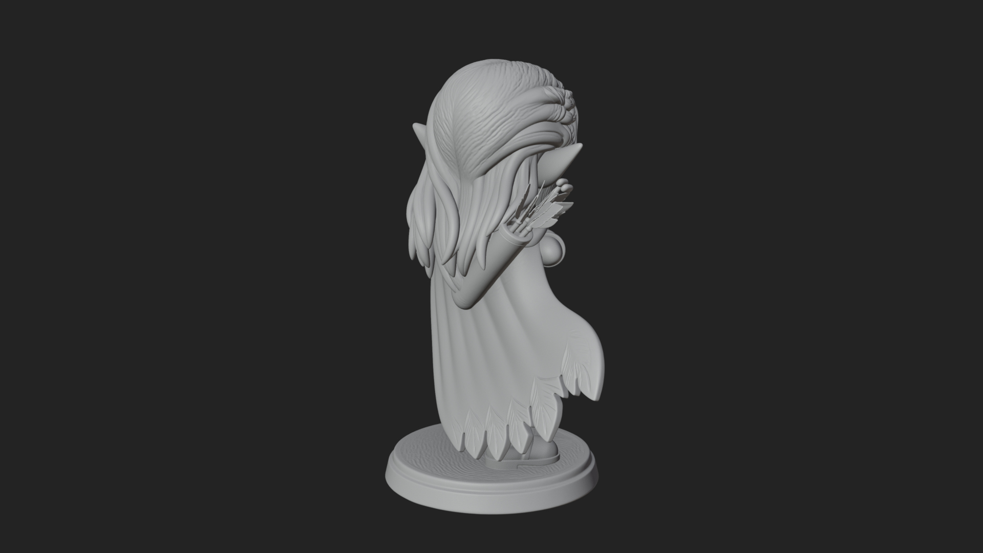 Chibi Elf Archer With Bow Statue Design 4 3D Print Model 3D Model