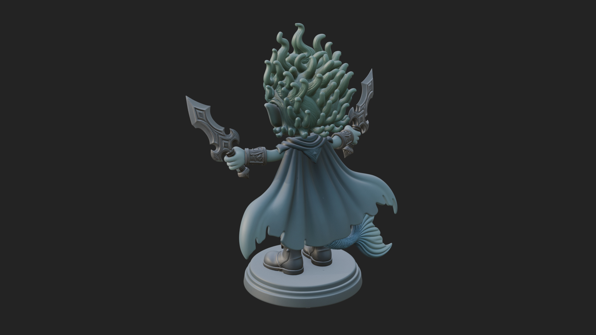 Chibi Elf with Twin Blades Statue Design 1 3D Print Model 3D Model