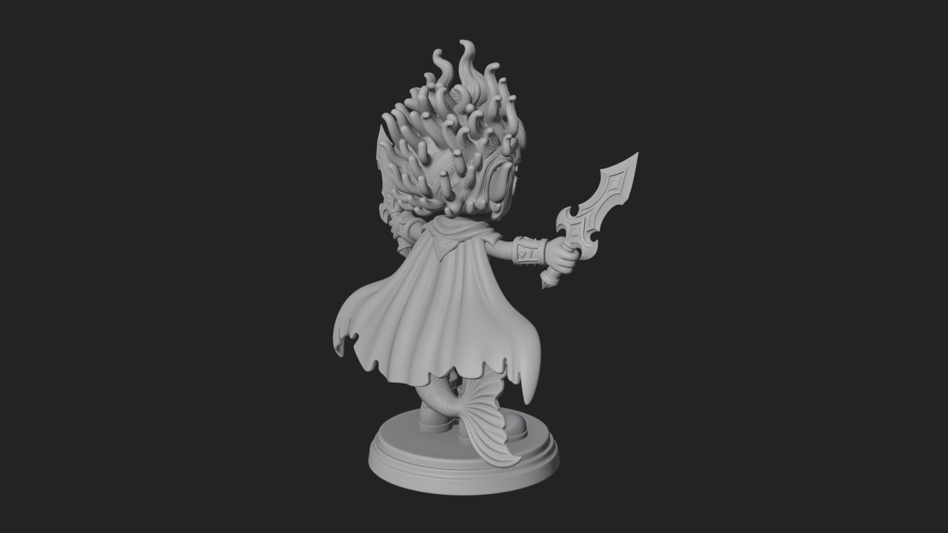 Chibi Elf with Twin Blades Statue Design 1 3D Print Model 3D Model