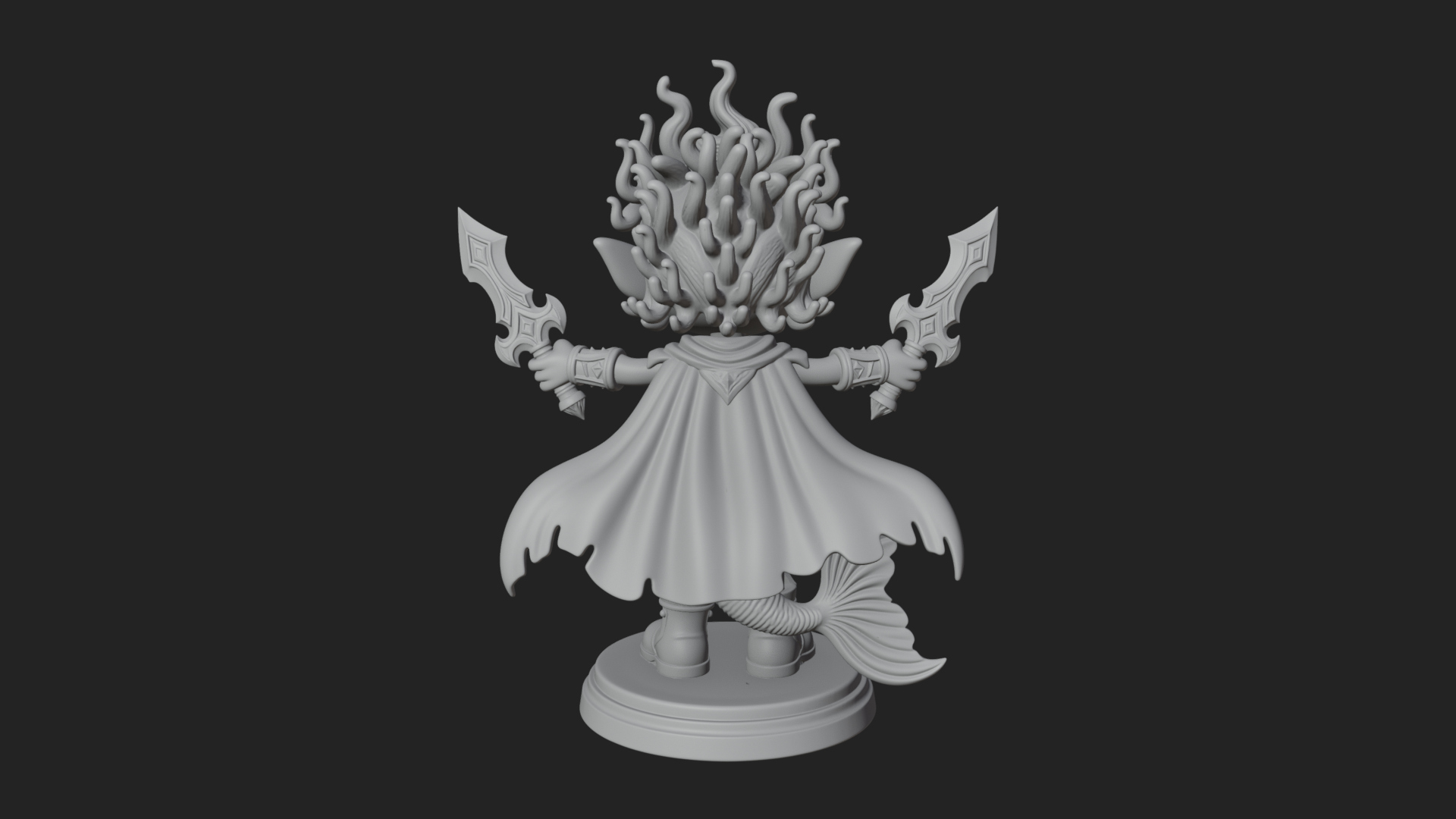 Chibi Elf with Twin Blades Statue Design 1 3D Print Model 3D Model