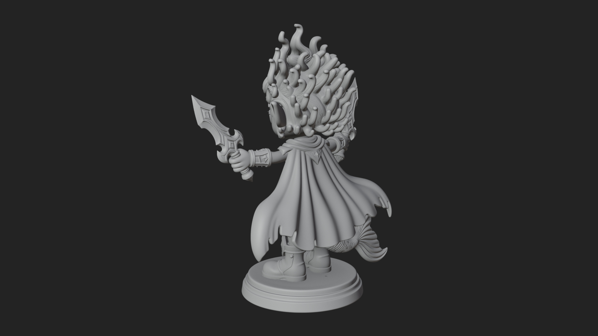 Chibi Elf with Twin Blades Statue Design 1 3D Print Model 3D Model
