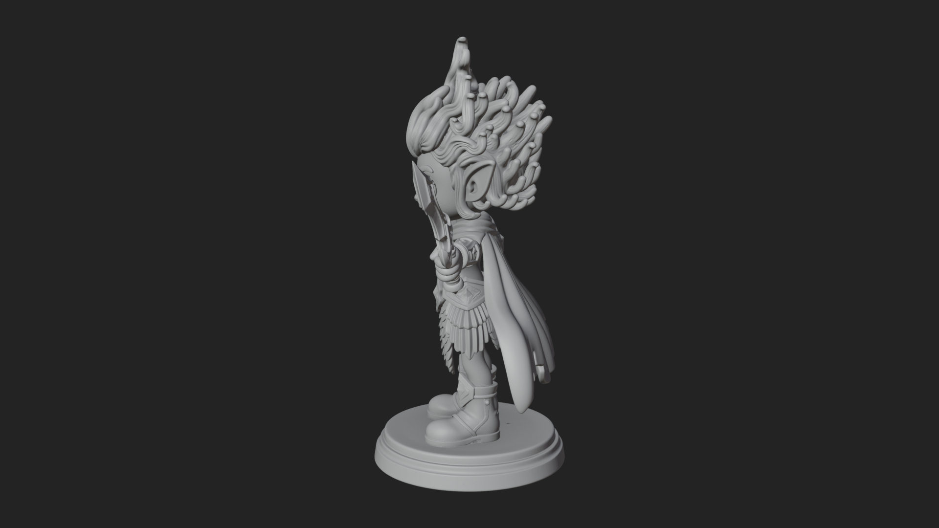 Chibi Elf with Twin Blades Statue Design 1 3D Print Model 3D Model