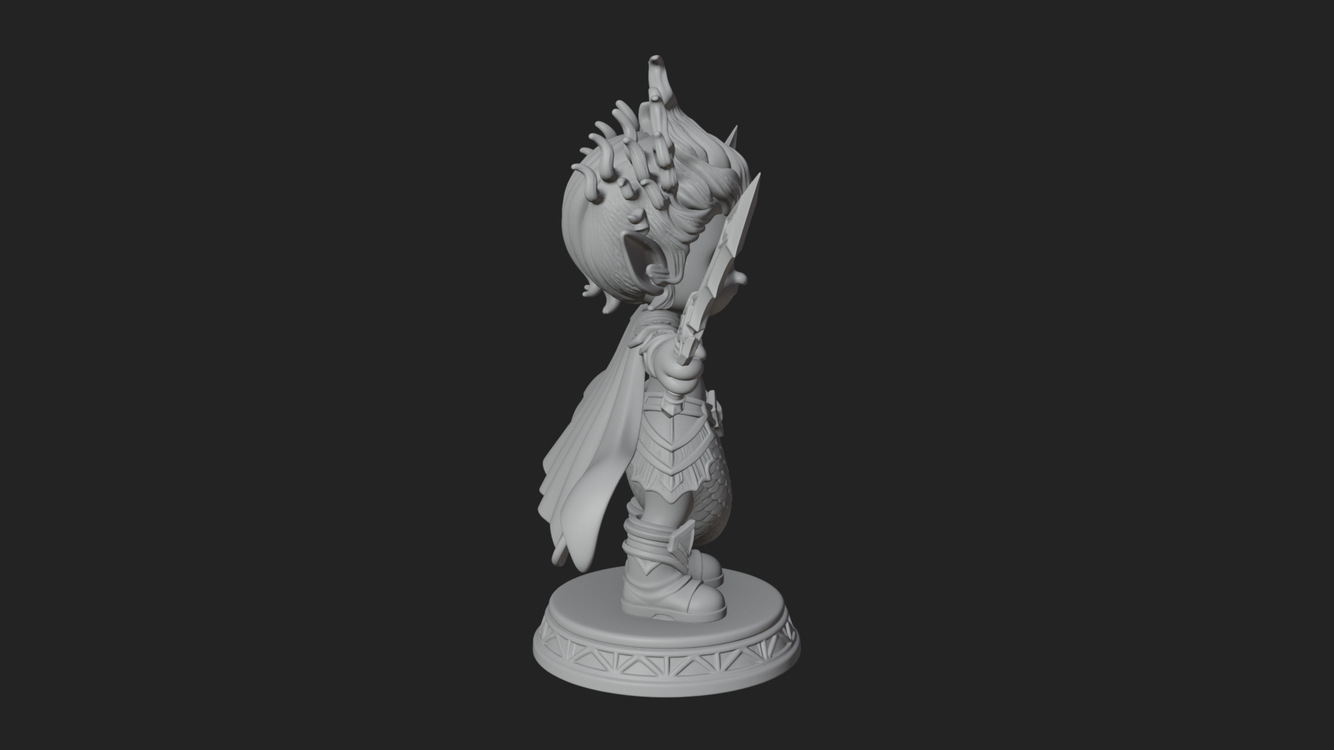 Chibi Elf with Twin Blades Statue Design 2 3D Print Model 3D Model