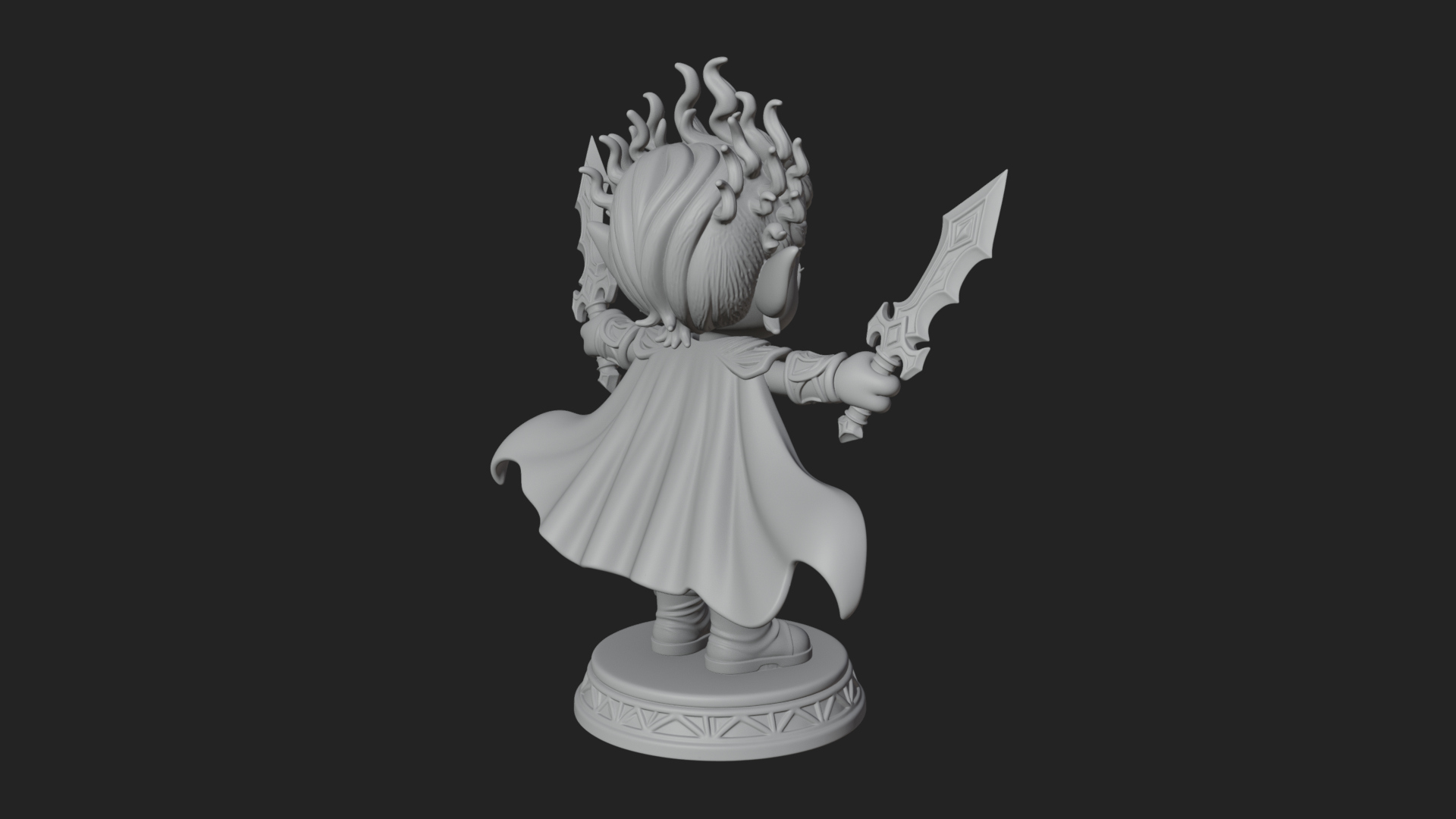 Chibi Elf with Twin Blades Statue Design 2 3D Print Model 3D Model