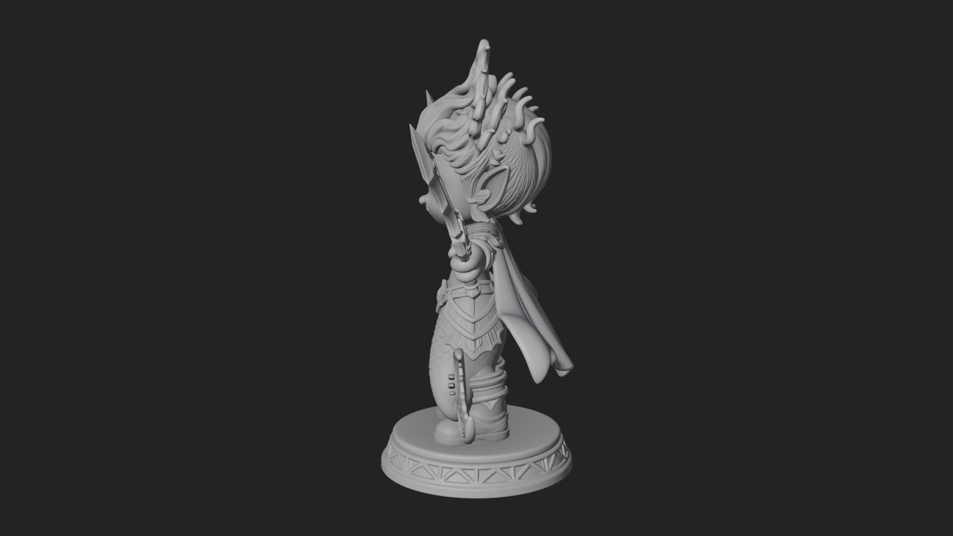 Chibi Elf with Twin Blades Statue Design 2 3D Print Model 3D Model