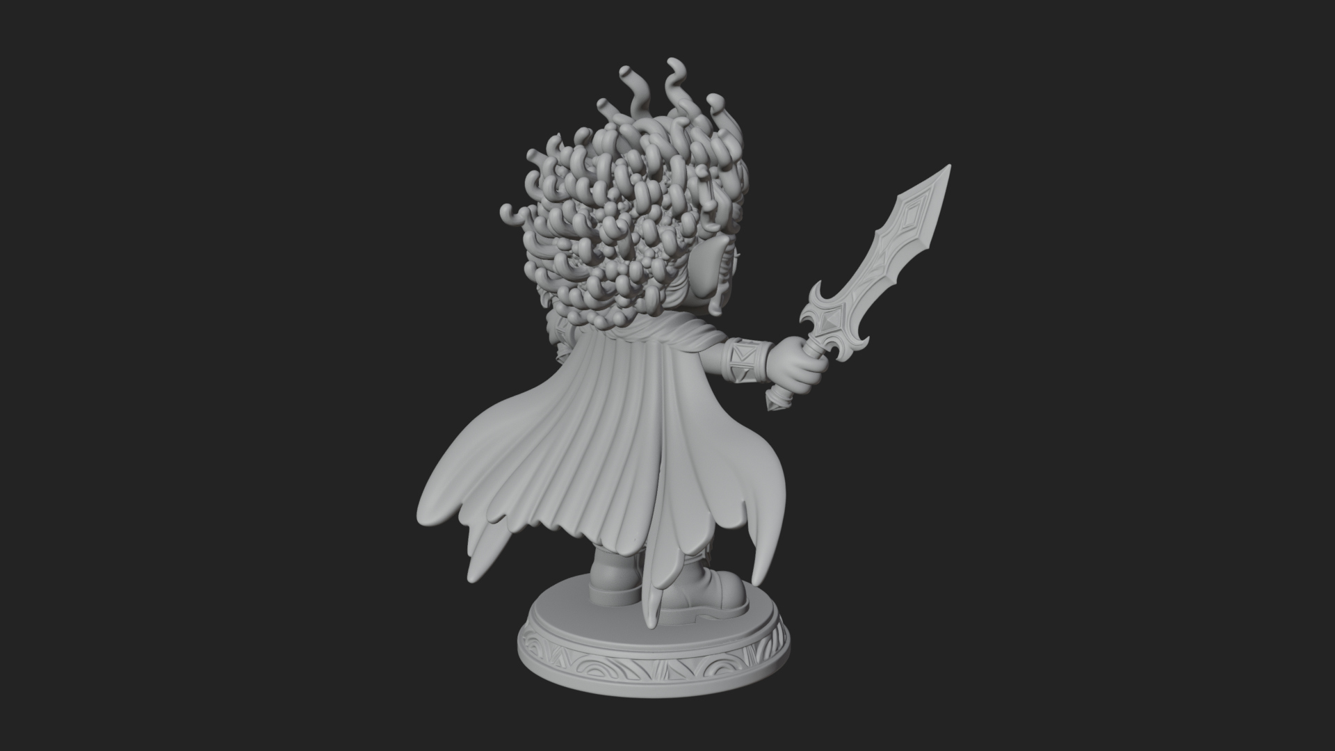 Chibi Elf with Twin Blades Statue Design 3 3D Print Model 3D Model