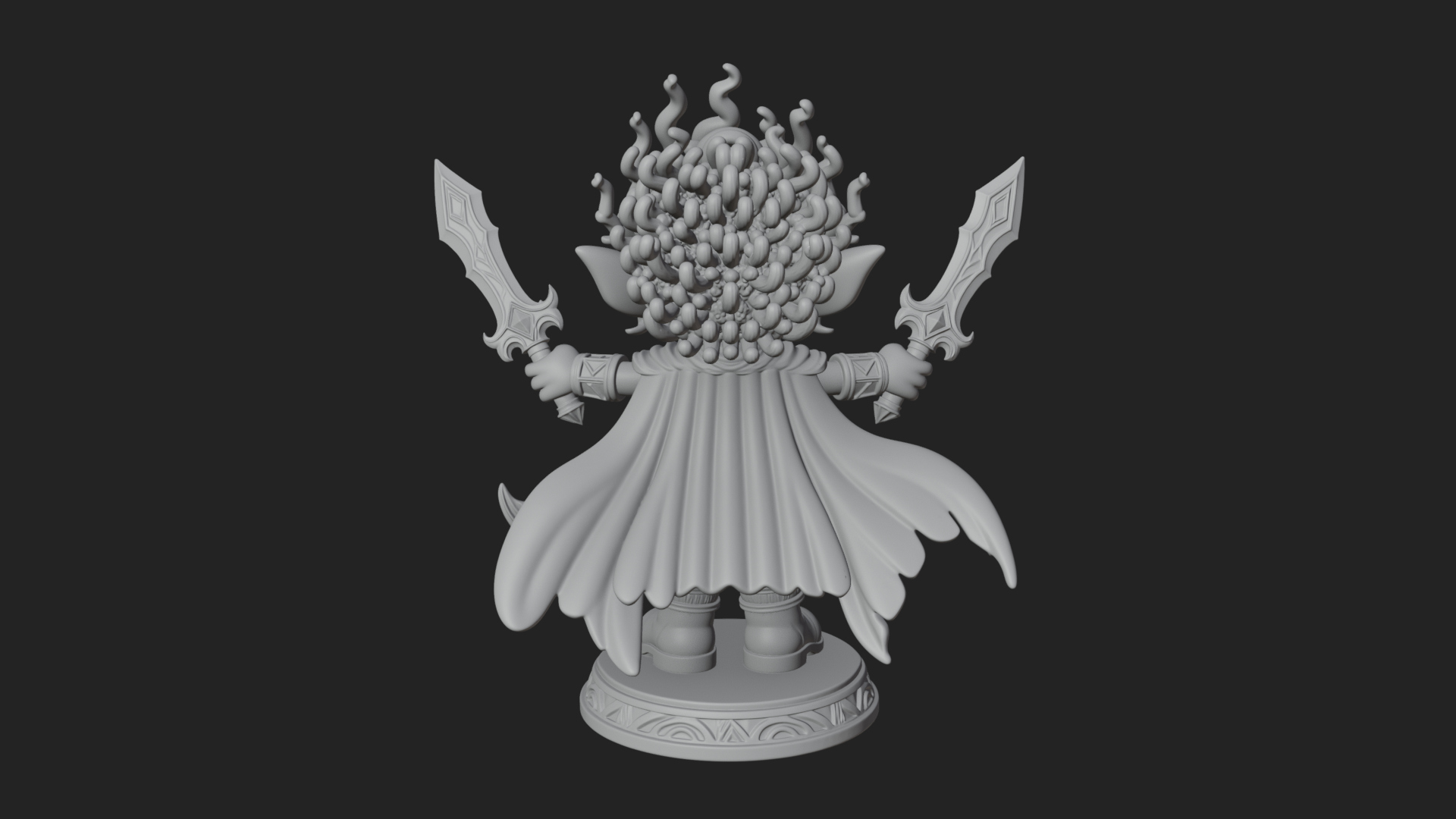 Chibi Elf with Twin Blades Statue Design 3 3D Print Model 3D Model