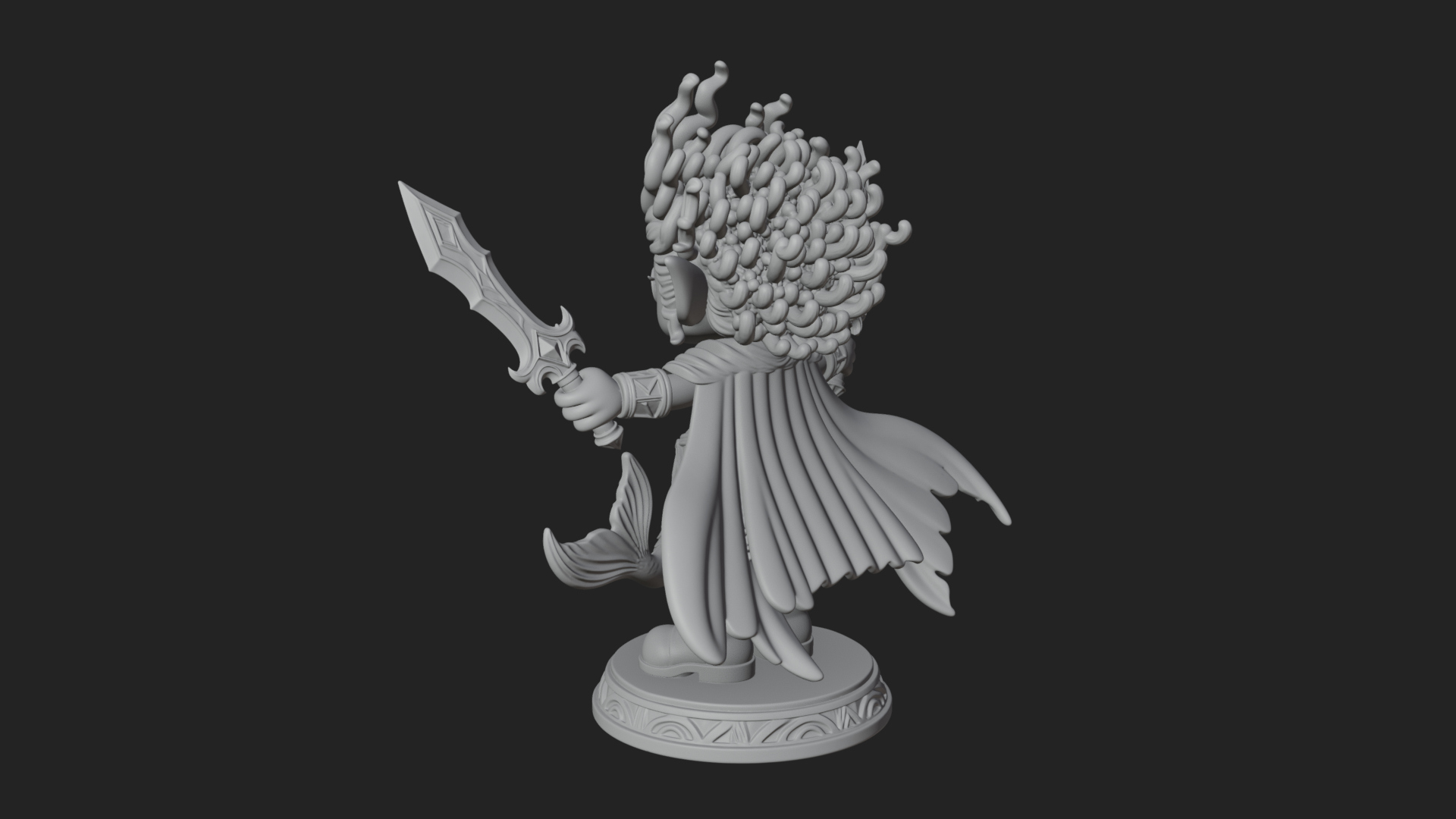 Chibi Elf with Twin Blades Statue Design 3 3D Print Model 3D Model