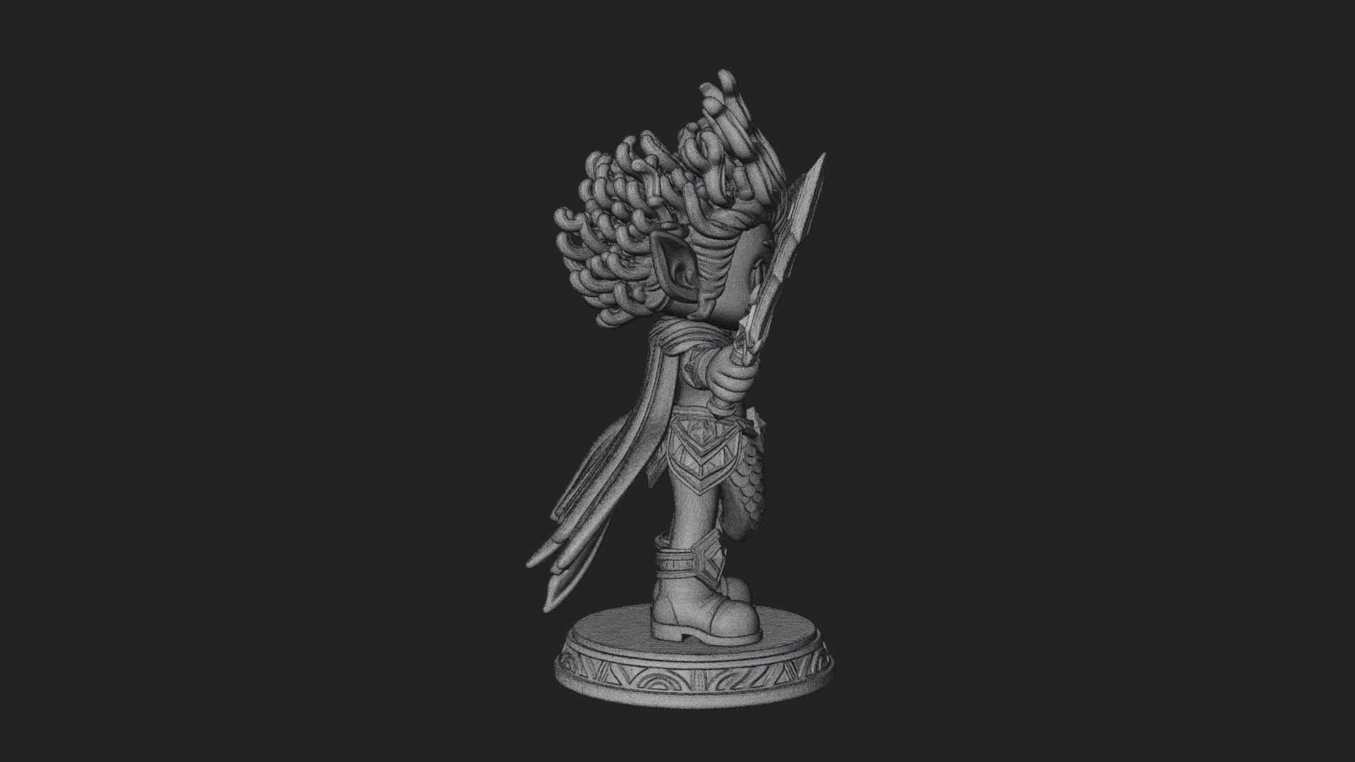 Chibi Elf with Twin Blades Statue Design 3 3D Print Model 3D Model