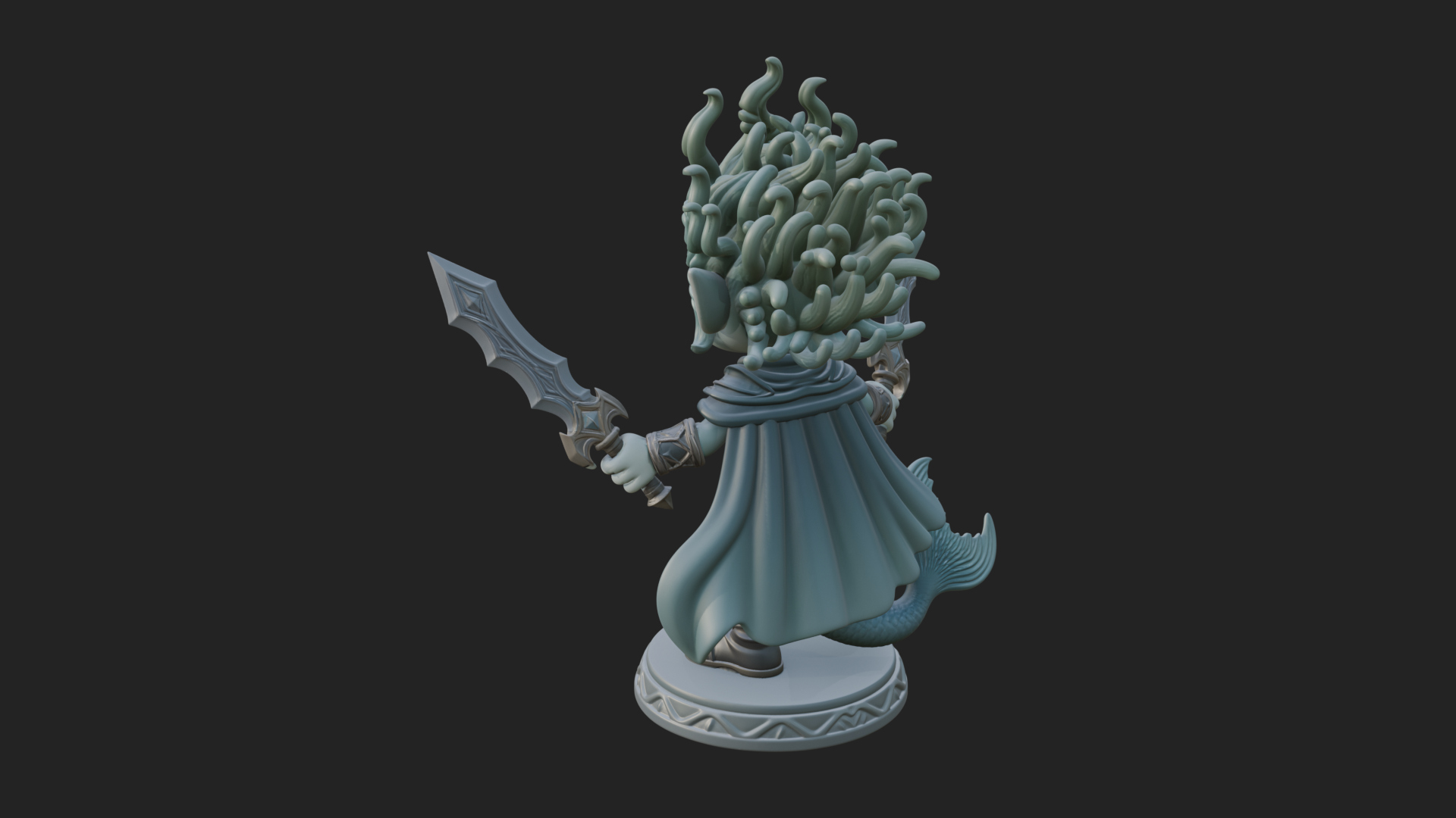 Chibi Elf with Twin Blades Statue Design 4 3D Print Model 3D Model