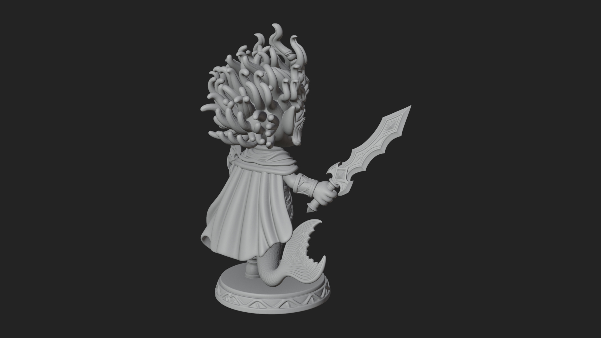 Chibi Elf with Twin Blades Statue Design 4 3D Print Model 3D Model