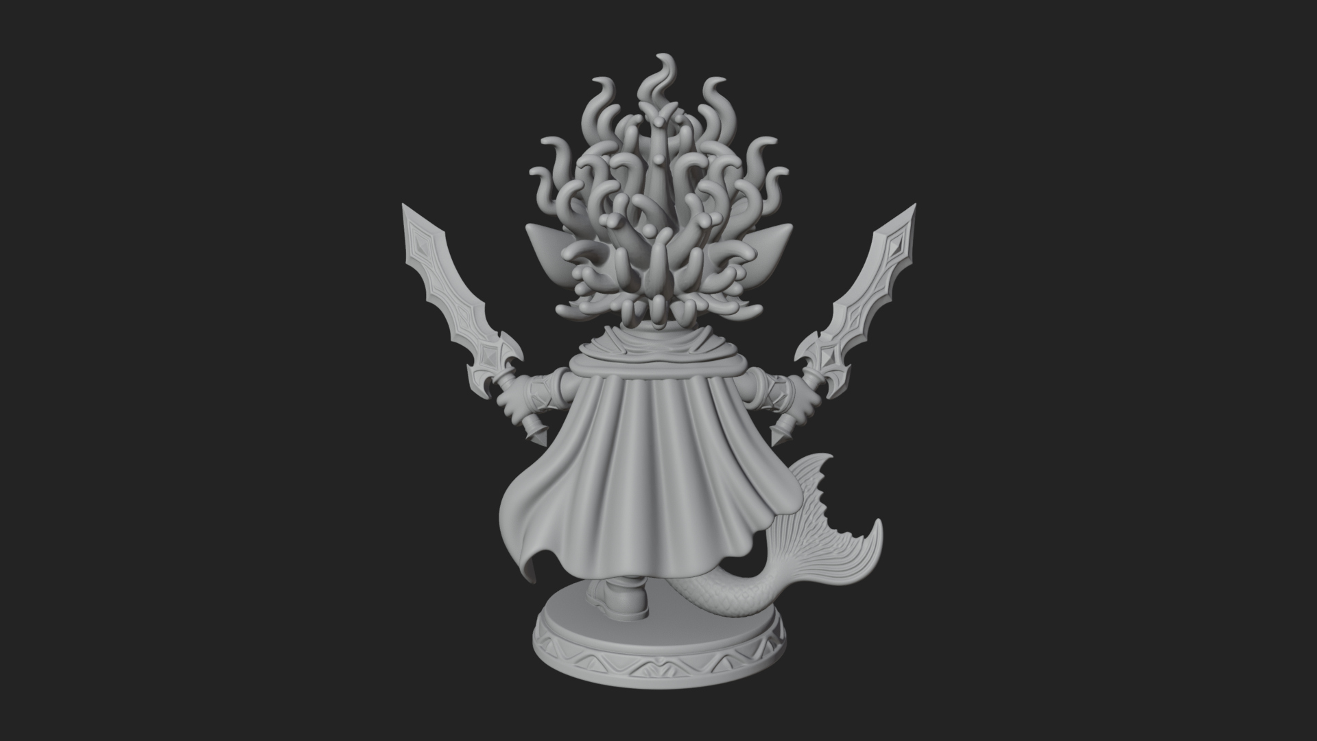 Chibi Elf with Twin Blades Statue Design 4 3D Print Model 3D Model