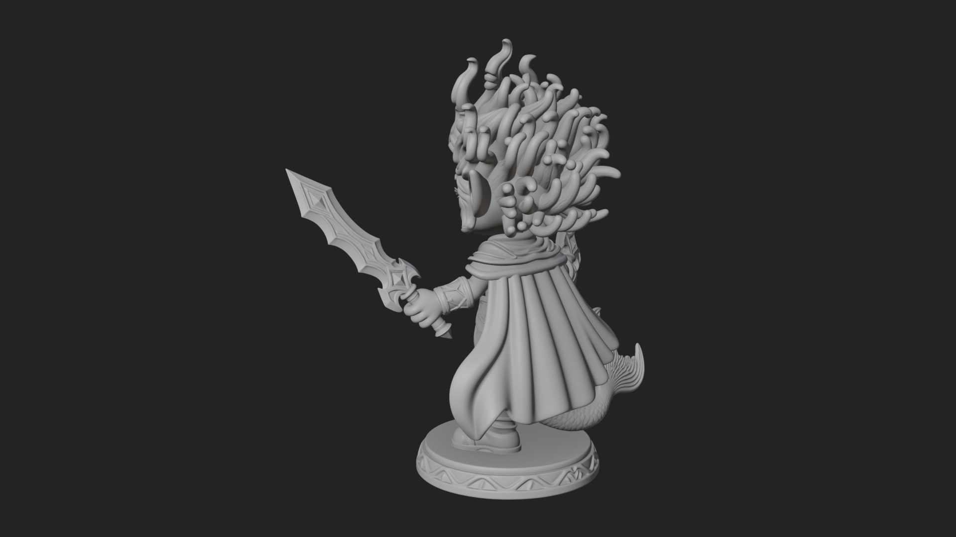 Chibi Elf with Twin Blades Statue Design 4 3D Print Model 3D Model