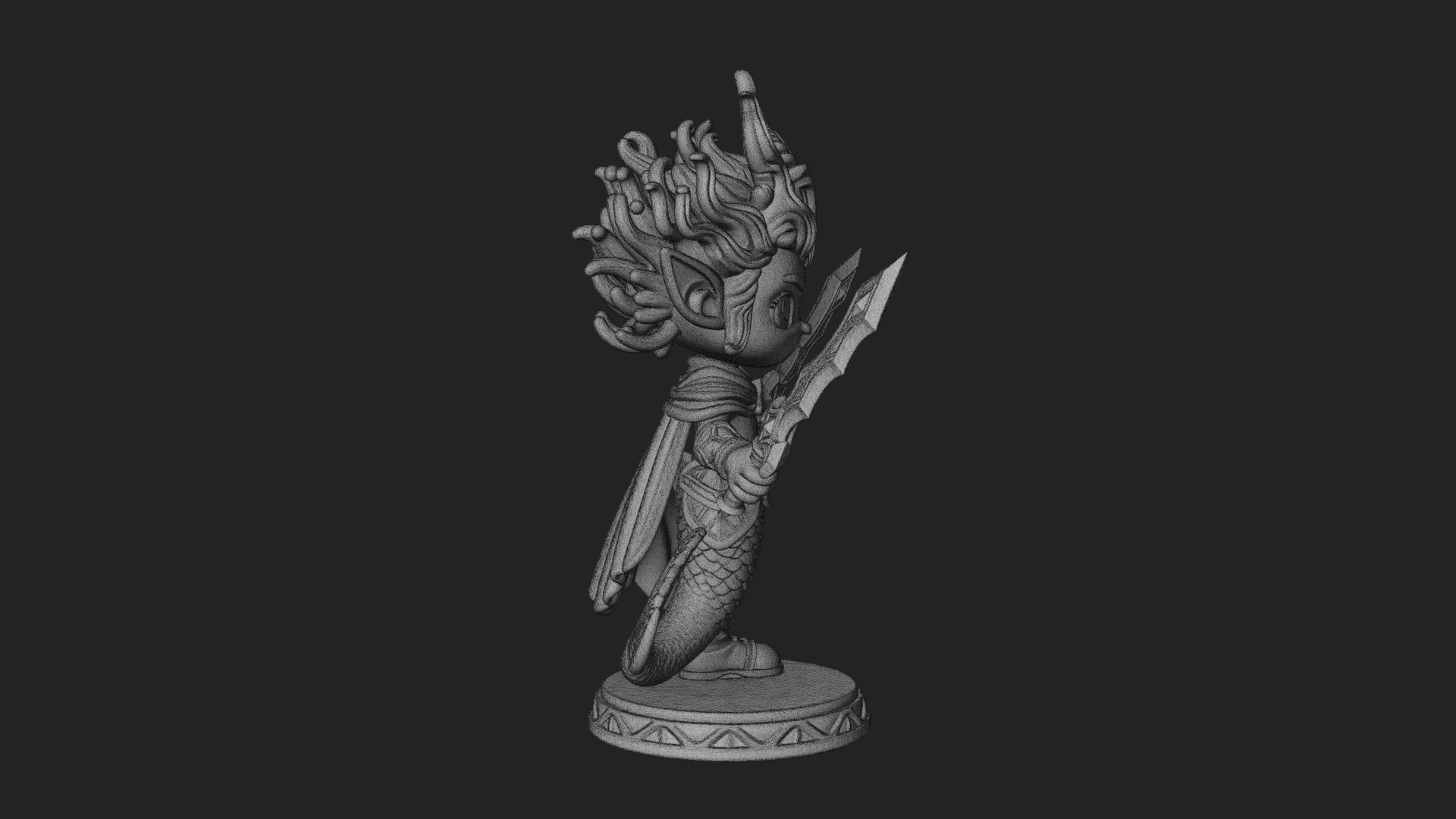 Chibi Elf with Twin Blades Statue Design 4 3D Print Model 3D Model