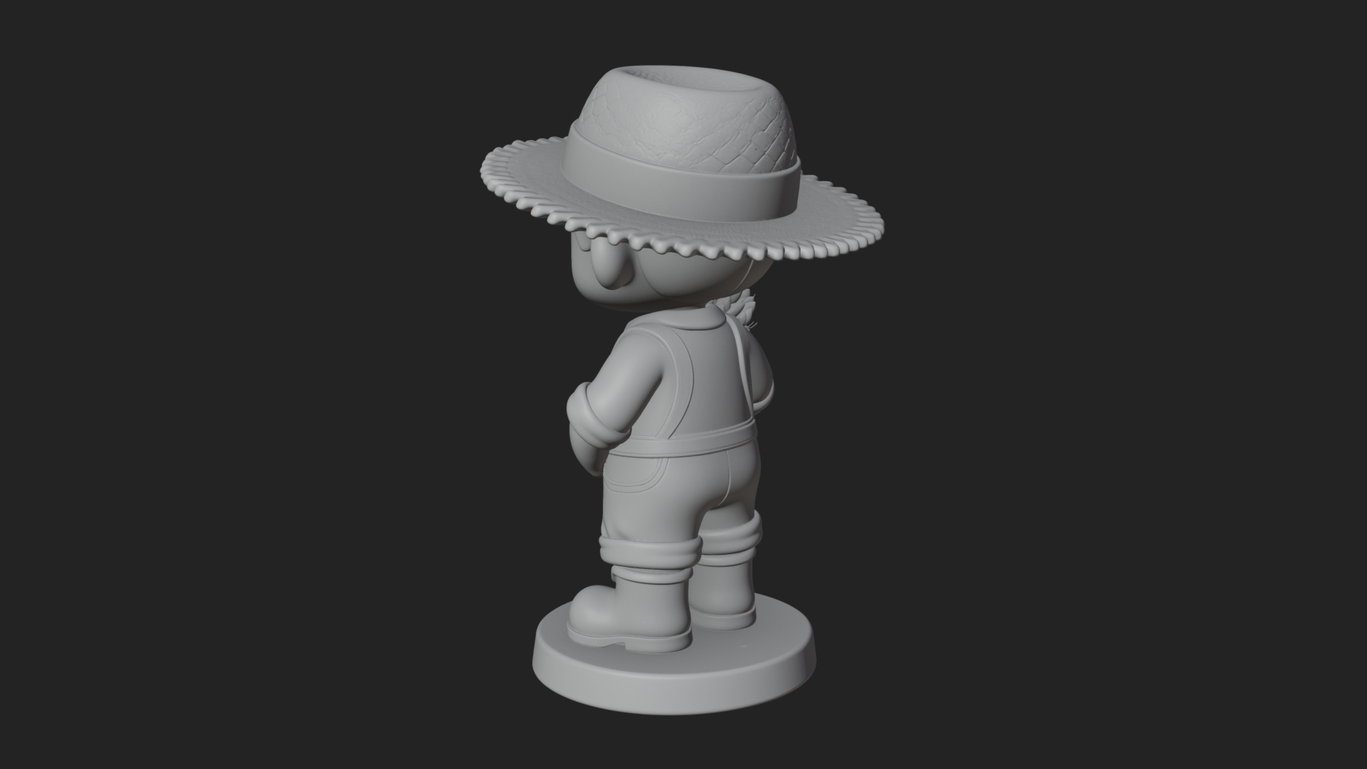 Chibi Farmer Boy With Wheat Statue Design 1 3D Print Model 3D Model