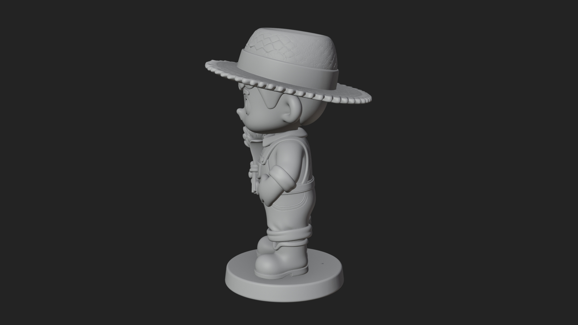 Chibi Farmer Boy With Wheat Statue Design 1 3D Print Model 3D Model