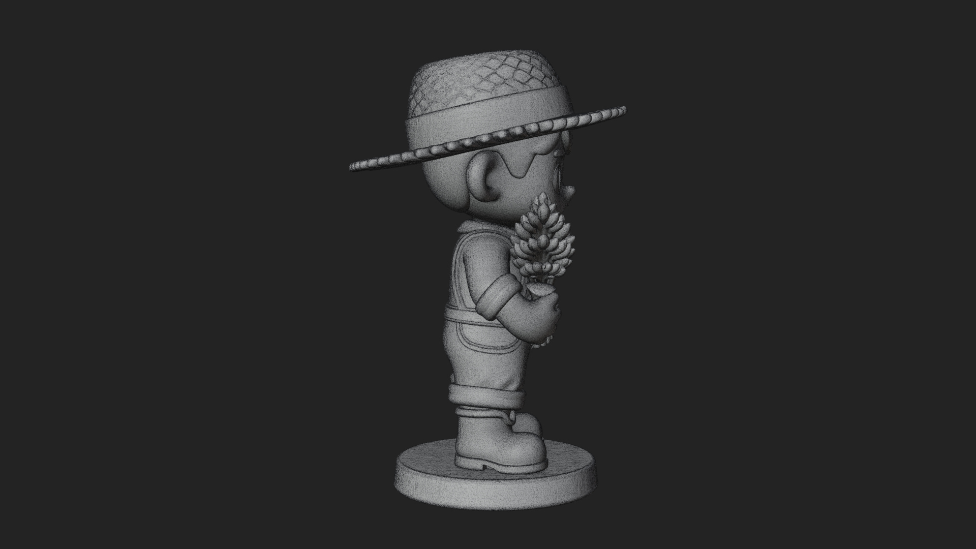 Chibi Farmer Boy With Wheat Statue Design 1 3D Print Model 3D Model