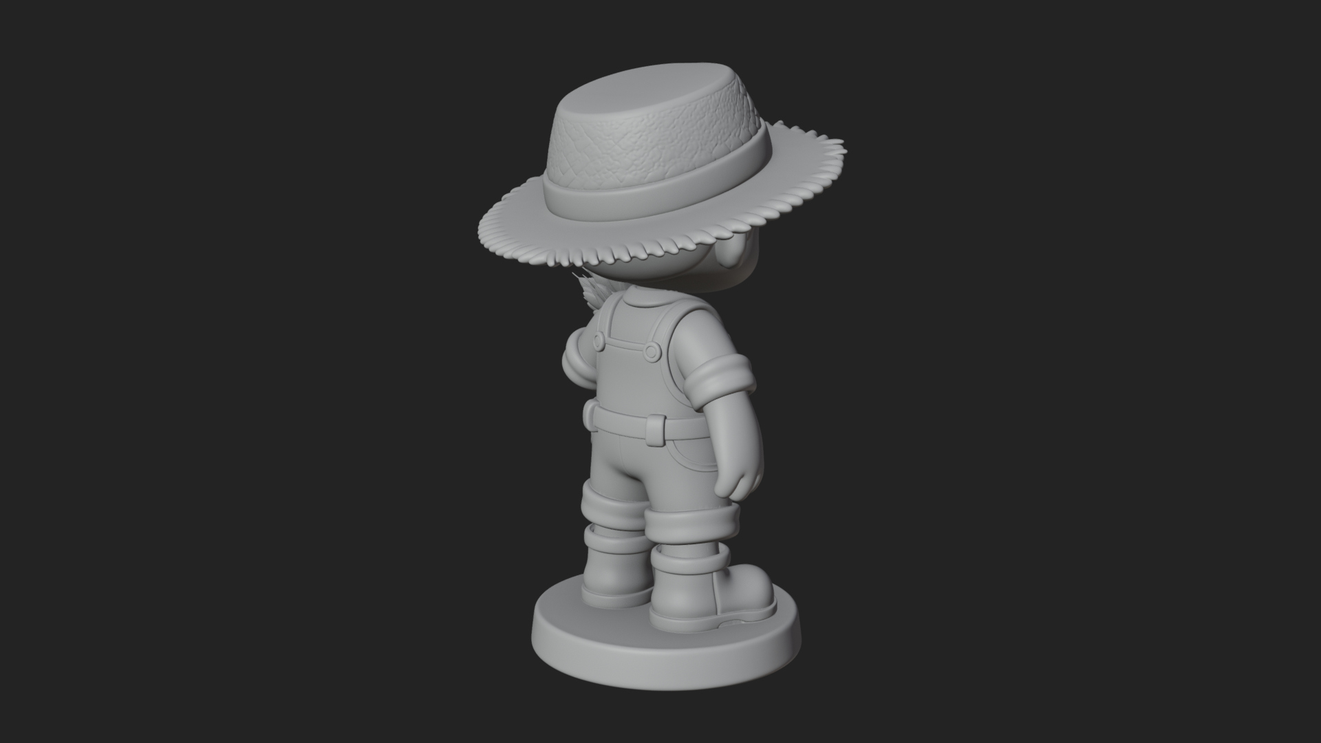 Chibi Farmer Boy With Wheat Statue Design 2 3D Print Model 3D Model