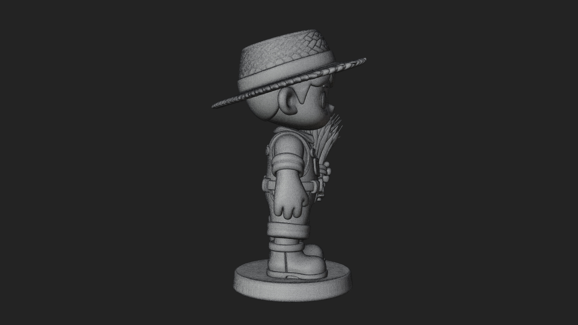 Chibi Farmer Boy With Wheat Statue Design 2 3D Print Model 3D Model