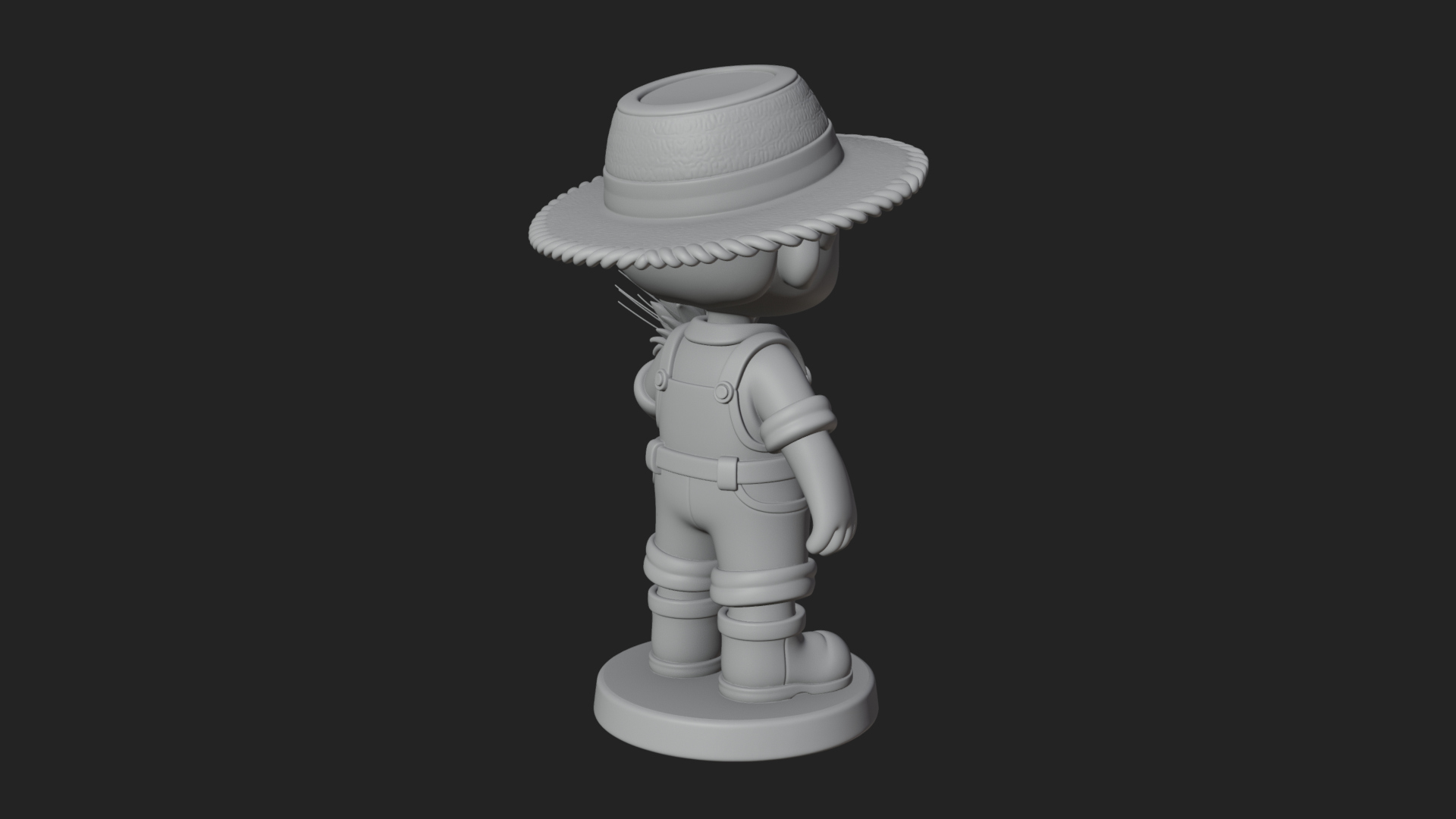 Chibi Farmer Boy With Wheat Statue Design 3 3D Print Model 3D Model