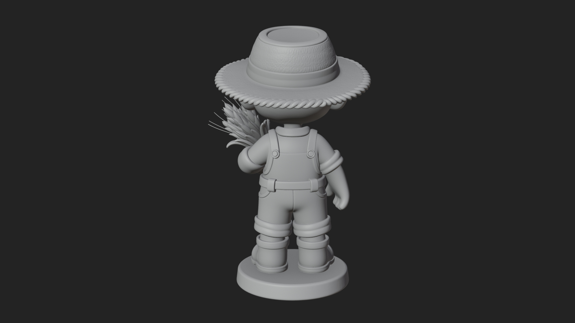 Chibi Farmer Boy With Wheat Statue Design 3 3D Print Model 3D Model