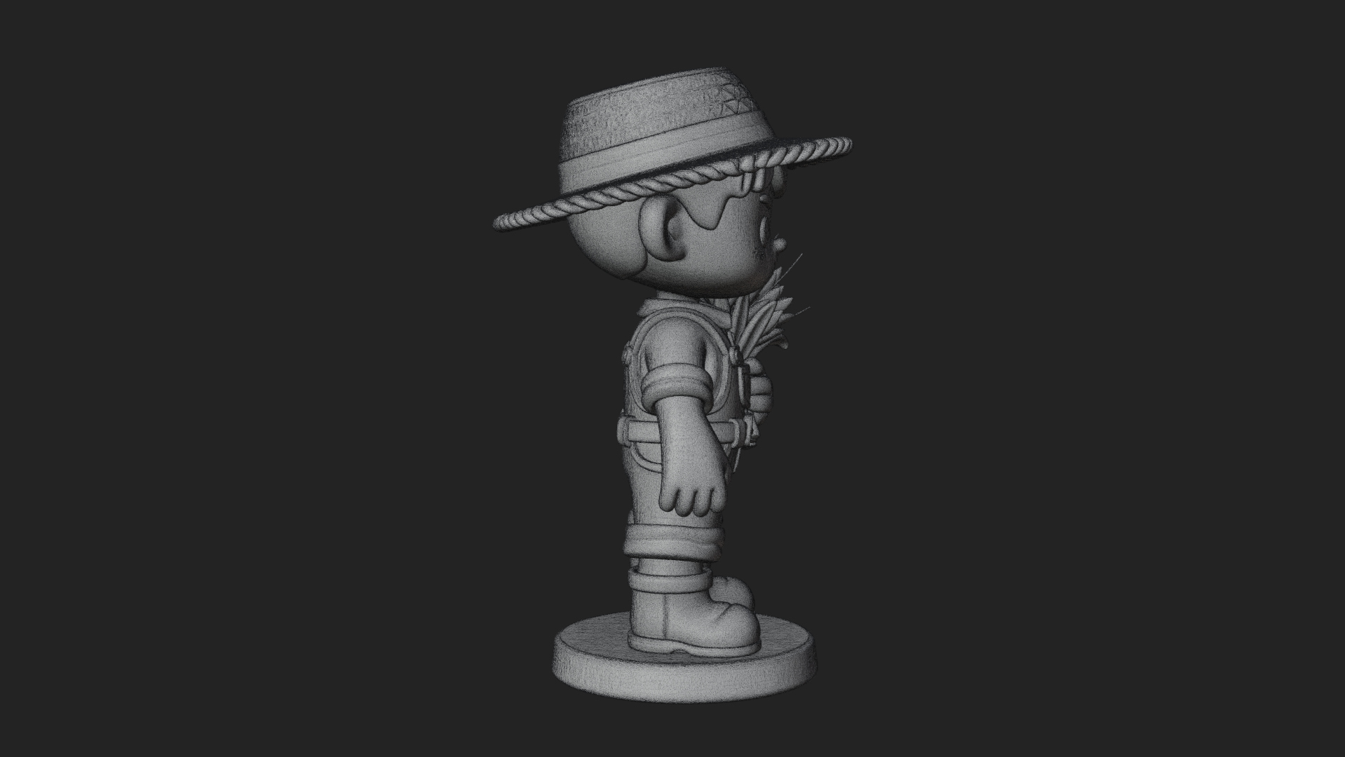 Chibi Farmer Boy With Wheat Statue Design 3 3D Print Model 3D Model
