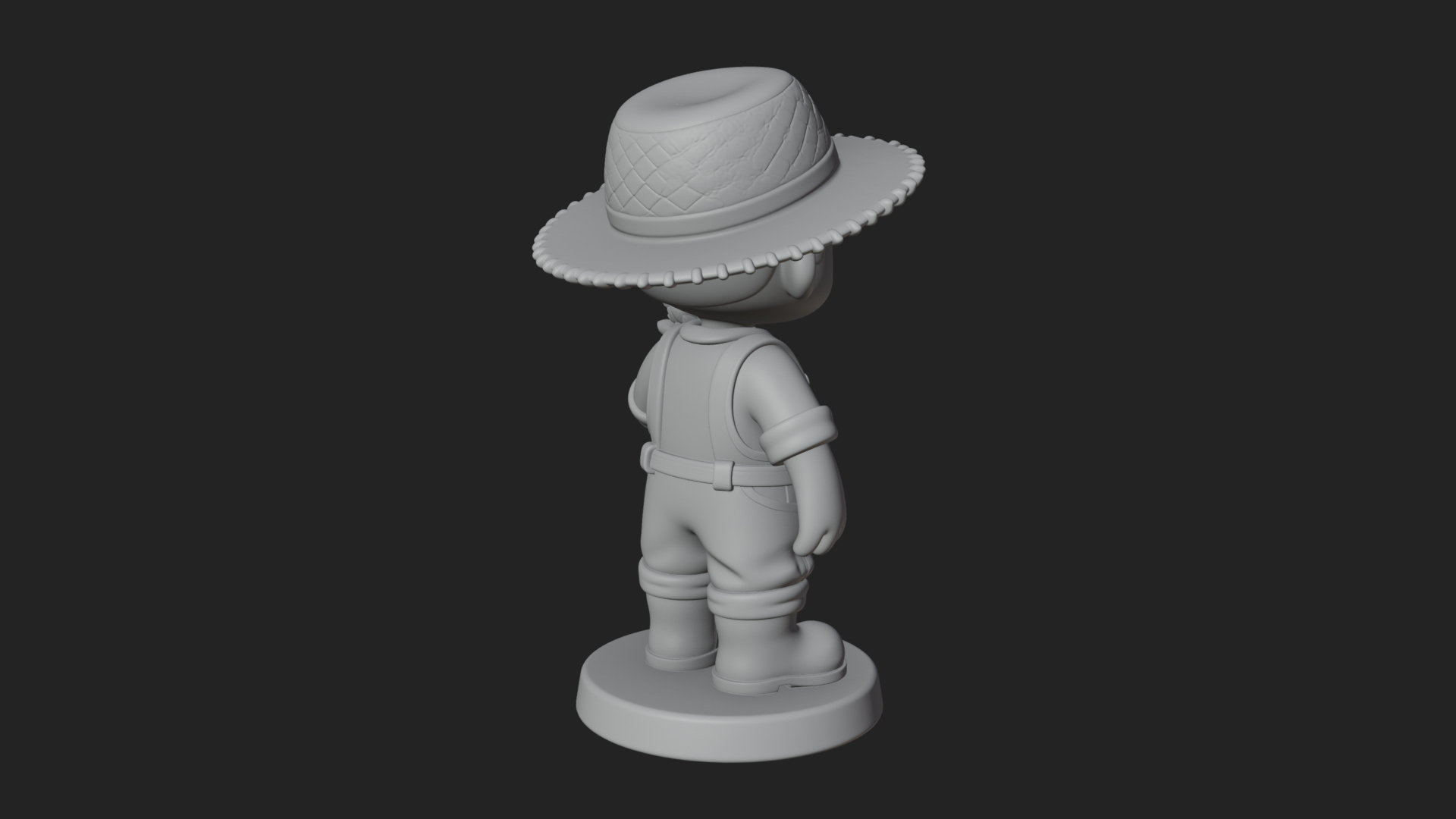 Chibi Farmer Boy With Wheat Statue Design 4 3D Print Model 3D Model
