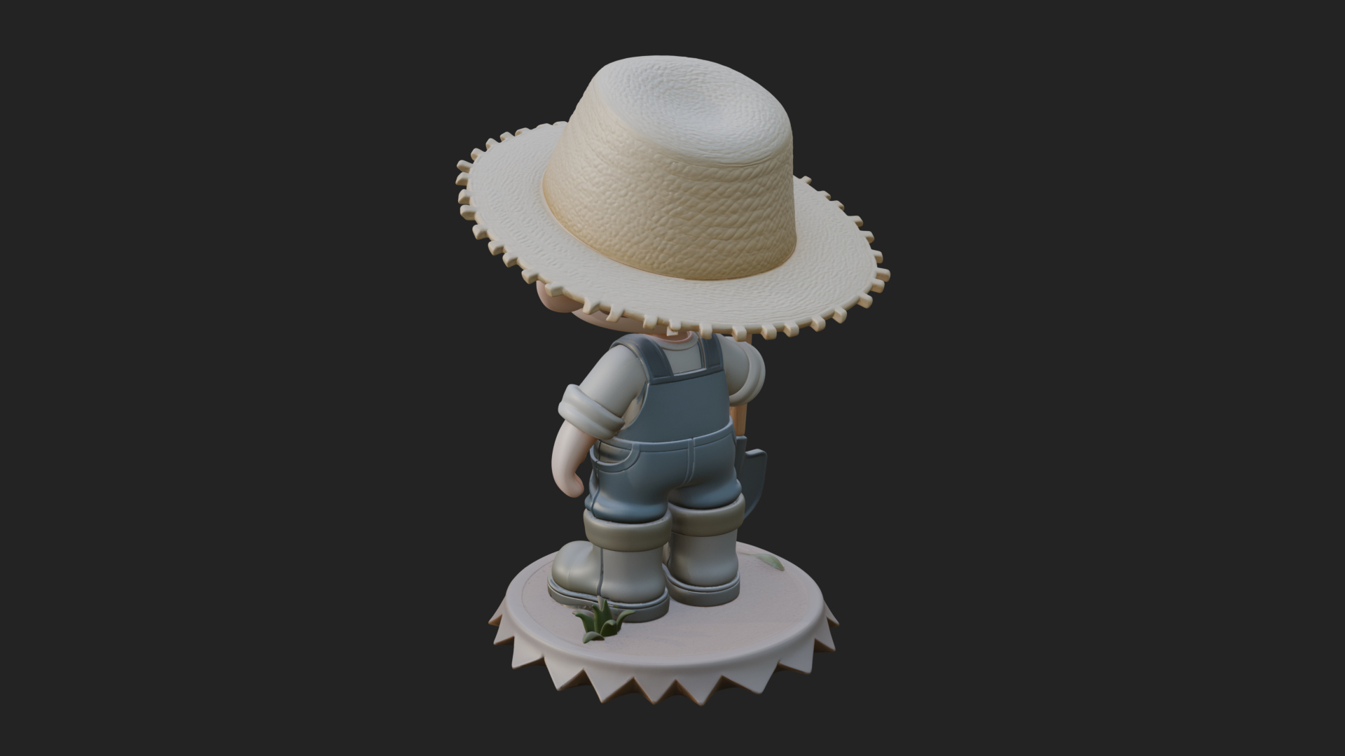 Chibi Farmer with Shovel Statue Design 2 3D Print Model 3D Model