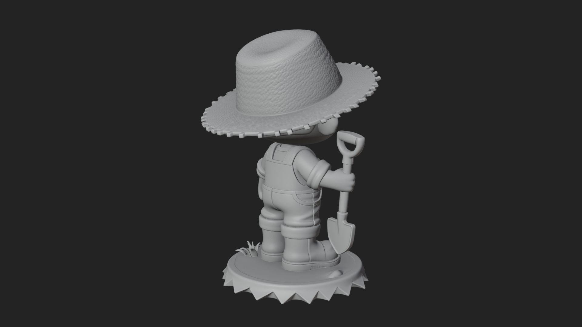 Chibi Farmer with Shovel Statue Design 2 3D Print Model 3D Model