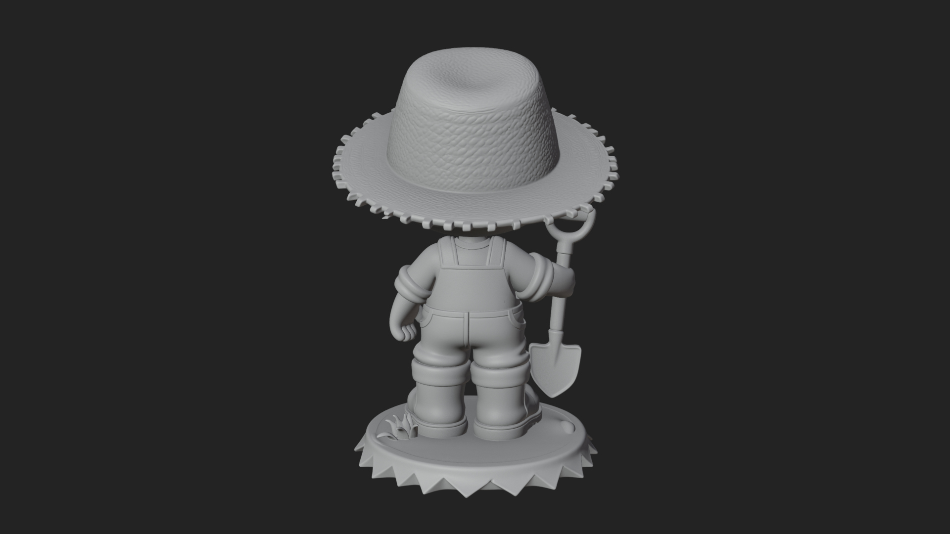 Chibi Farmer with Shovel Statue Design 2 3D Print Model 3D Model