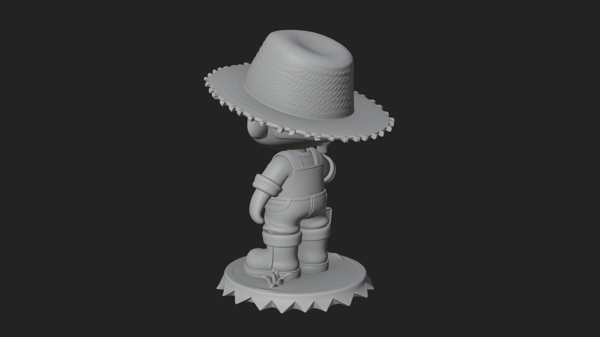 Chibi Farmer with Shovel Statue Design 2 3D Print Model 3D Model