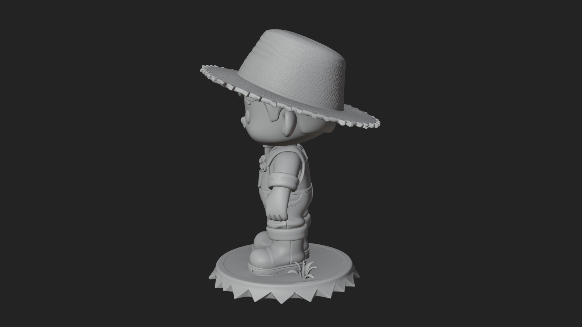 Chibi Farmer with Shovel Statue Design 2 3D Print Model 3D Model