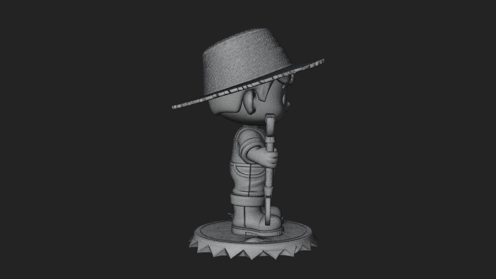 Chibi Farmer with Shovel Statue Design 2 3D Print Model 3D Model