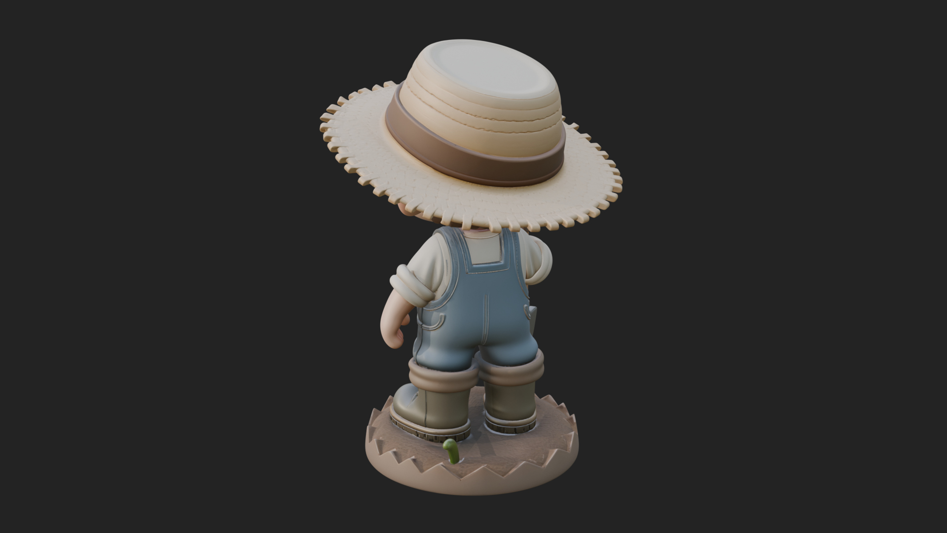 Chibi Farmer With Shovel Statue Design 3 3D Print Model 3D Model