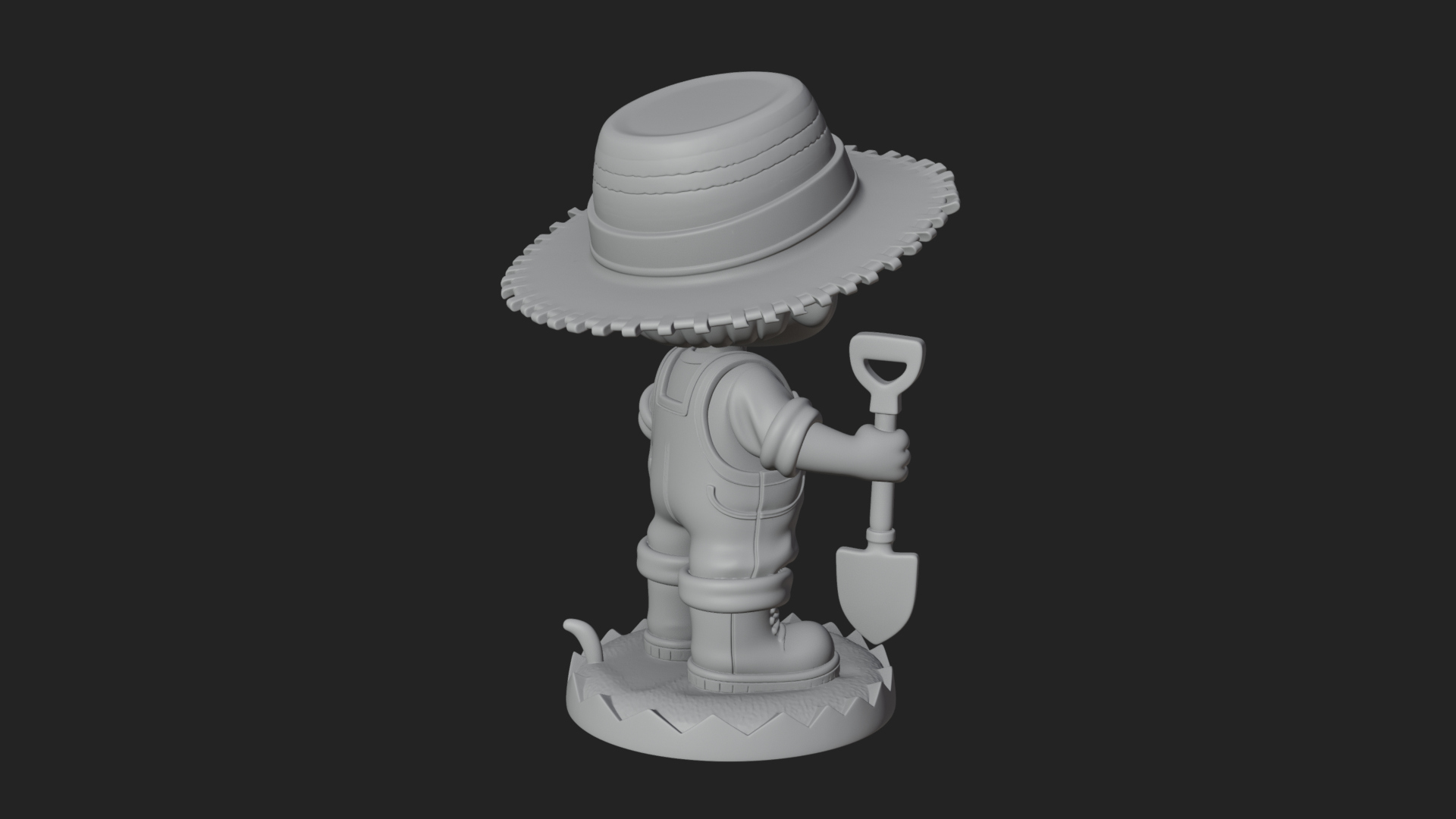 Chibi Farmer With Shovel Statue Design 3 3D Print Model 3D Model
