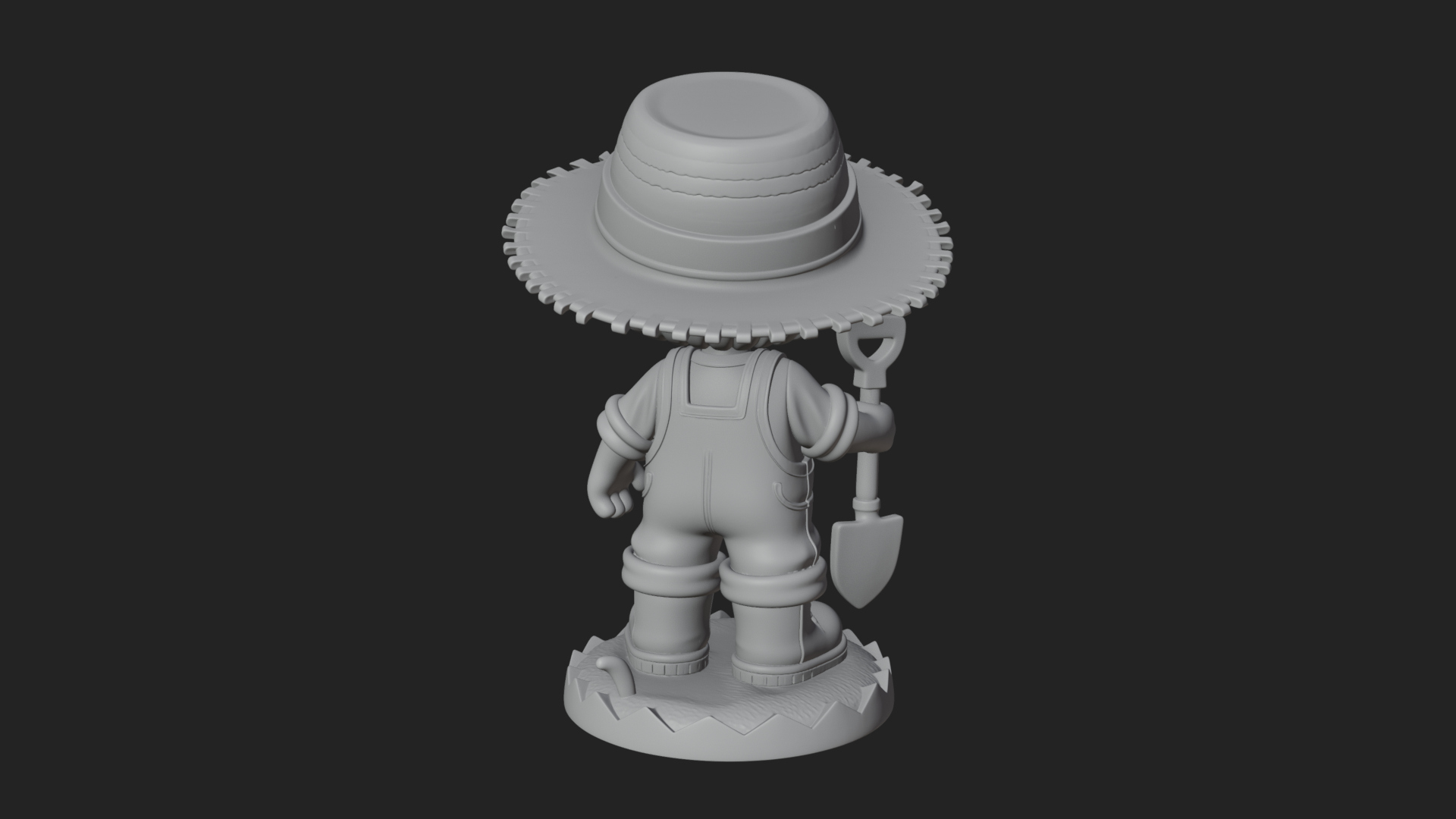 Chibi Farmer With Shovel Statue Design 3 3D Print Model 3D Model