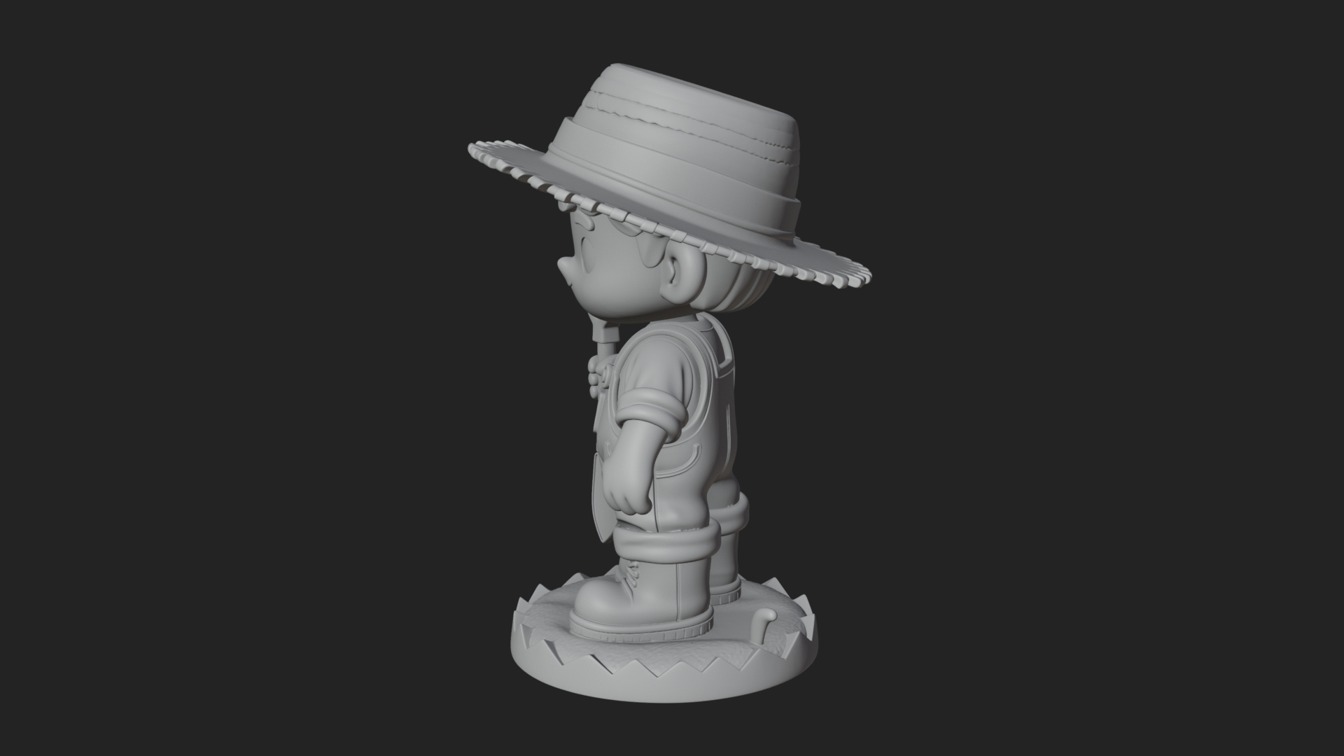 Chibi Farmer With Shovel Statue Design 3 3D Print Model 3D Model