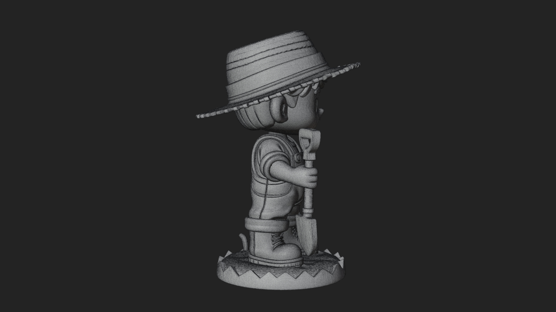 Chibi Farmer With Shovel Statue Design 3 3D Print Model 3D Model