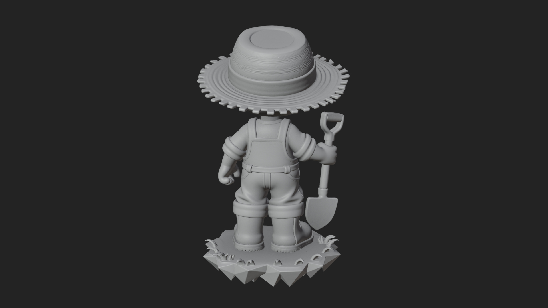 Chibi Farmer with Shovel Statue Design 4 3D Print Model 3D Model