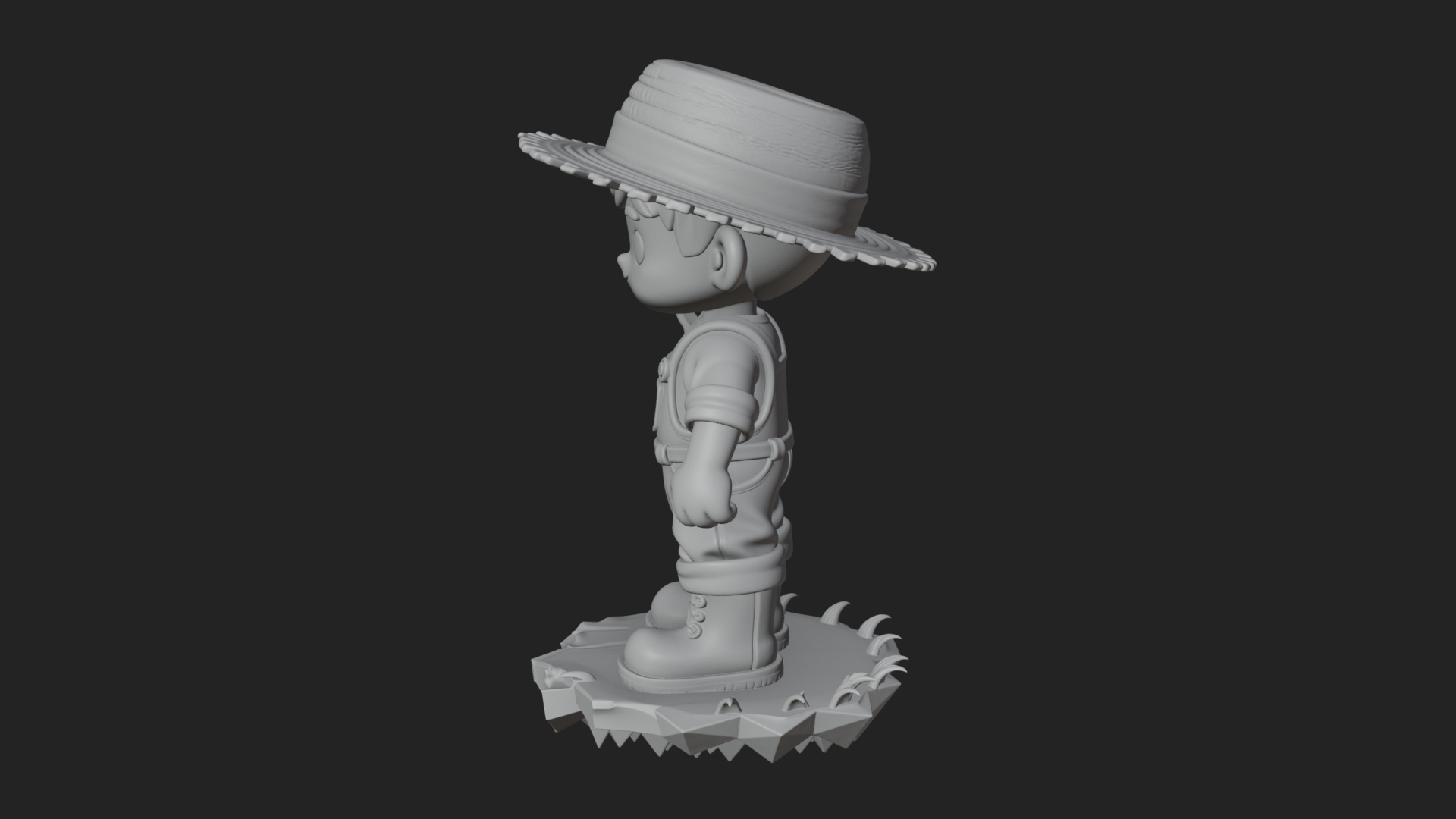 Chibi Farmer with Shovel Statue Design 4 3D Print Model 3D Model